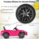 Close-up of the premium wheel of a pink 12V kids ride-on car, featuring wear-resistant material for smooth riding.
