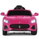 Front view of the pink 12V Maserati kids ride-on car, highlighting the stylish headlights and realistic grille design.
