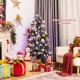 5 ft pre-lit multi-colored fiber optic spruce artificial Christmas tree with gifts, perfect for holiday decorating.