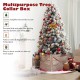 28.5-inch brown wooden tree collar box with rustic design, suitable for Christmas trees under 37 inches, easy to.