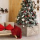 Wooden tree collar box in brown, 28.5 inches, featuring X-shaped patterns, perfect for enclosing Christmas trees.