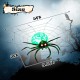 5-foot Halloween inflatable creepy spider with glowing green body, red eyes, and 8 long legs for festive outdoor decor.
