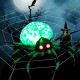 5-foot inflatable Halloween spider with glowing green body, red eyes, and spider web for festive outdoor decoration.