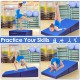 Blue folding wedge ramp mat for gymnastics, featuring a non-slip surface and removable cover for easy cleaning.