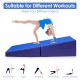 Blue tumbling incline gymnastics exercise folding wedge ramp mat for yoga, stretching, and tumbling workouts.
