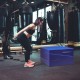 Blue folding wedge ramp mat for gymnastics and exercise, featuring a non-slip surface and zip-closed design for easy.