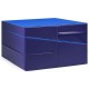 Folding wedge ramp mat in blue, made with non-toxic PVC and EPE foam, ideal for gymnastics and exercise activities.