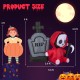 5-foot inflatable Halloween ghost with sickle and tombstone, featuring LED lights for outdoor decoration and spooky.