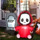 5-foot inflatable Halloween ghost with sickle and tombstone, designed for creating a festive outdoor atmosphere.