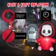 5-foot inflatable Halloween ghost holding a sickle and tombstone, made of waterproof fabric for outdoor decoration.