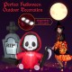 5-foot inflatable Halloween ghost holding a sickle and tombstone with bright LED lights, perfect for outdoor decoration.