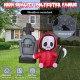 5-foot inflatable Halloween ghost holding a sickle and tombstone, made of waterproof polyester fabric for outdoor decor.
