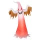 Inflatable 6-foot Halloween ghost with glowing red lights, made of durable polyester, perfect for outdoor spooky decor.