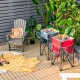 Folding camping tables in blue and red with large storage sinks, perfect for outdoor picnics and activities.