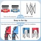 Folding camping tables in blue and red with large capacity storage sinks, ideal for outdoor activities and easy setup.