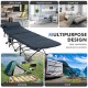 Folding retractable camping cot in blue with removable velvet mattress, ideal for travel and outdoor relaxation.