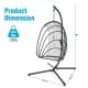 Hanging folding egg chair with stand, featuring a turquoise cushion, durable hemp ropes, and a sturdy steel frame for.