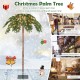6-foot pre-lit Christmas palm tree with 250 warm white LED lights, perfect for creating a tropical holiday atmosphere.