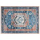 Distressed vintage 5 x 7 inch indoor area rug with intricate patterns and colors, perfect for living room or bedroom.