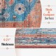 Close-up of the 5 x 7 inch non-shedding distressed vintage area rug, featuring a thick and compact surface with 0.21".