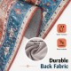 Close-up of the 5 x 7 inch vintage area rug showcasing durable polyester-cotton back fabric, water-resistant and.