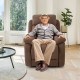 Power lift recliner sofa in brown, featuring adjustable backrest, side pocket, and remote control for easy use.