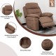 Power lift recliner sofa in brown with side pocket, padded armrests, and adjustable backrest for ultimate comfort.