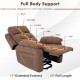 Power lift recliner sofa in brown with adjustable backrest, full body support, and side pocket for remote storage.