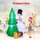 Inflatable Christmas decoration set featuring a 6-foot snowman and tree with LED lights, ideal for festive outdoor.