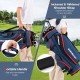 Golf cart bag with thickened shoulder strap and portable handle, featuring 14-way dividers and multiple storage pockets.