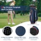 9.5-inch navy golf cart bag featuring a 14-way top organizer, durable nylon fabric, and multiple storage pockets.