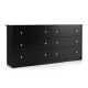 Freestanding 6-drawer dresser in black MDF, featuring a spacious tabletop for added storage and display convenience.