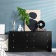 Freestanding 6-drawer dresser in black MDF, featuring a sleek design and ample storage for tidy organization in any.