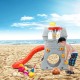 5 in 1 toddler climber slide playset with basketball hoop, slide, and telescope for outdoor fun at the beach.