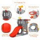 5 in 1 toddler climber slide playset with basketball hoop, telescope, and safety guardrails for indoor or outdoor fun.