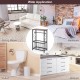 Side sofa narrow table in brown with removable paper holder and storage basket, ideal for living room or bathroom use.