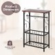 Narrow side sofa table in brown with removable paper holder and bottom storage basket for versatile living room use.