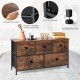 Close-up view of the rustic brown dresser organizer's waterproof surface and metal handles, ideal for stylish storage.