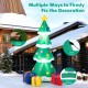 6 feet tall inflatable Christmas tree with three gift boxes, featuring built-in sandbag and ground stakes for stability.