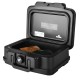 Portable fireproof and waterproof safe box with lock, 15.5 x 13 x 7 inches, ideal for securing valuables during travel.