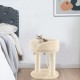 Plush beige cat climbing tree with large top perch and sisal scratching post, perfect for play and relaxation.