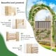 Wooden garden bench arch pergola with climbing trellis, solid fir wood, and high backrest for outdoor relaxation.