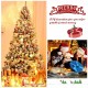 7.5 feet snow flocked artificial Christmas tree with 1346 tips, featuring a foldable metal stand for easy storage.