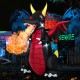 8FT Halloween inflatable fire dragon decoration with LED lights, featuring a spooky design for yard and party decor.