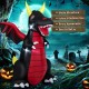 8FT Halloween inflatable fire dragon decoration with LED lights, featuring a spooky appearance for indoor and outdoor.