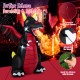 8FT Halloween inflatable fire dragon decoration with LED lights, made of waterproof polyester for yard and party use.