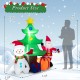 Inflatable 7.2 feet Christmas decoration with a tree, Santa, and snowman, showcasing dimensions for festive outdoor.
