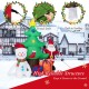 7.2 feet inflatable Christmas tree with Santa, snowman, and gift boxes, featuring LED lights for festive outdoor decor.