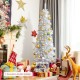 6 feet unlit slim white Christmas tree with 340 PVC branch tips, ideal for limited spaces and festive decoration.