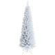Slim 6-foot unlit white artificial Christmas tree with 340 PVC branch tips and a sturdy metal stand for elegant holiday.